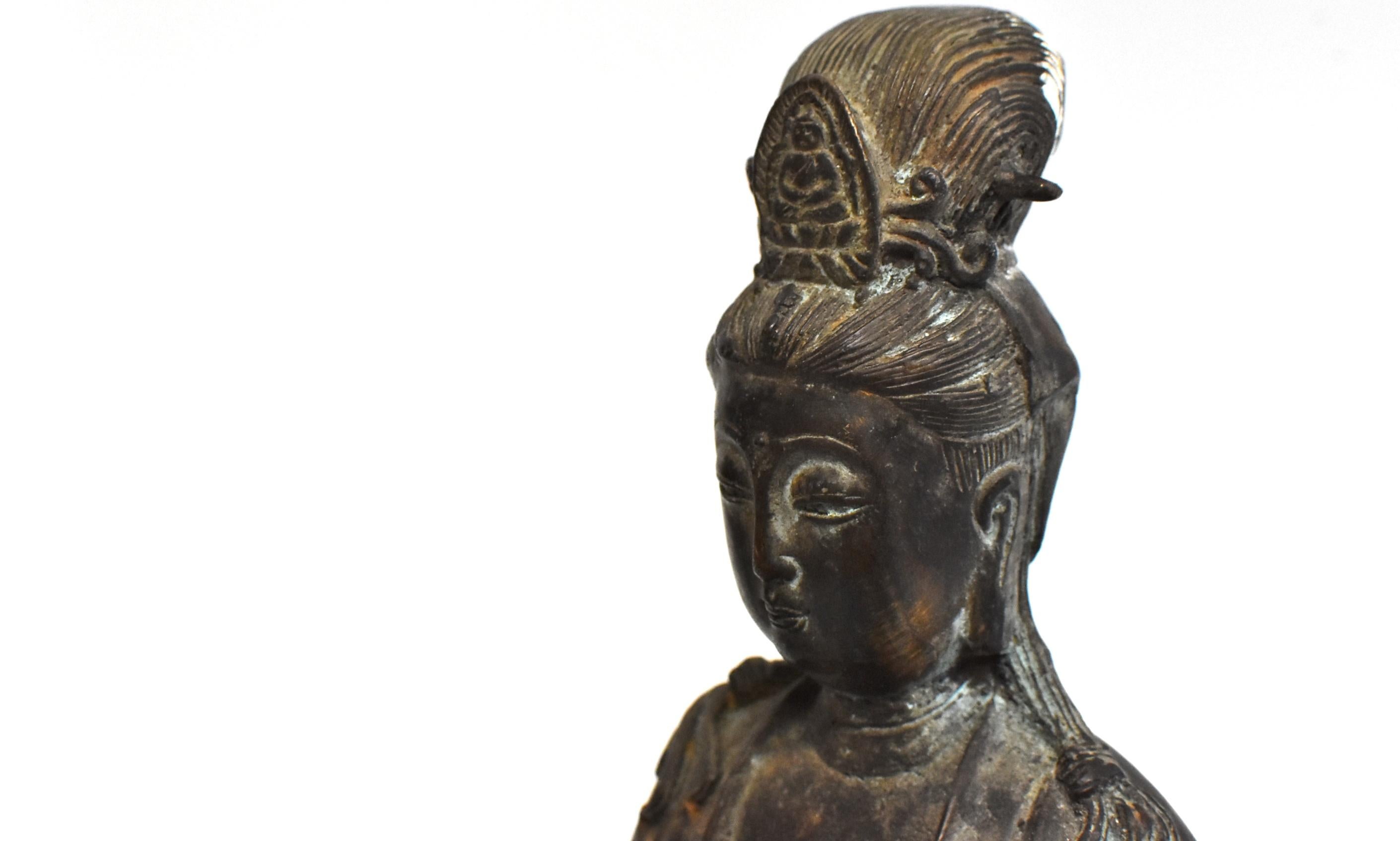 Antique Bronze Kwan Yin on Elephant 1