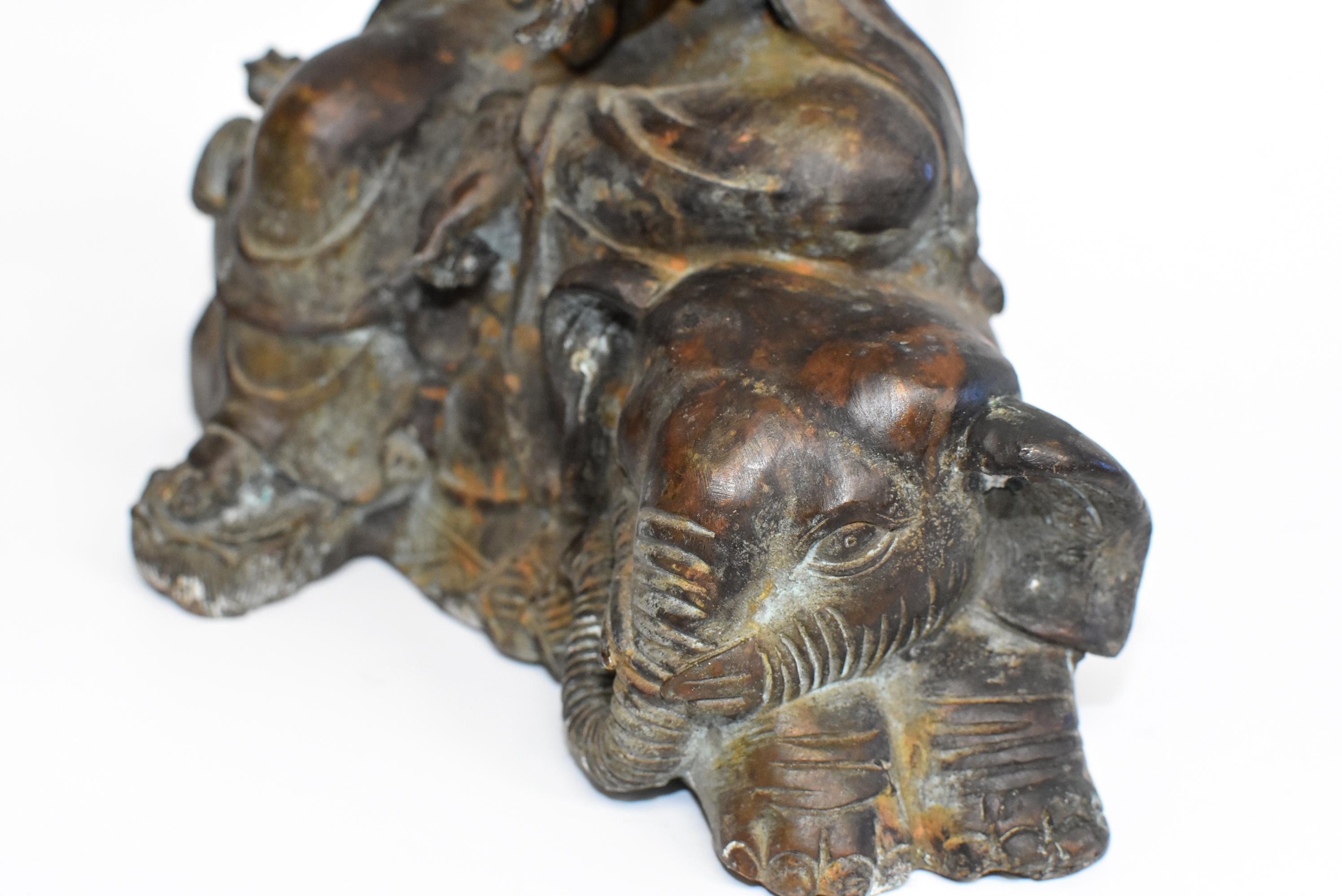 Antique Bronze Kwan Yin on Elephant 4