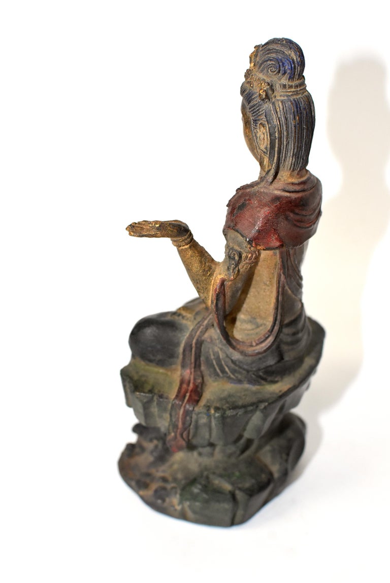 Antique Bronze Kwan Yin Statue, Blessing at 1stDibs