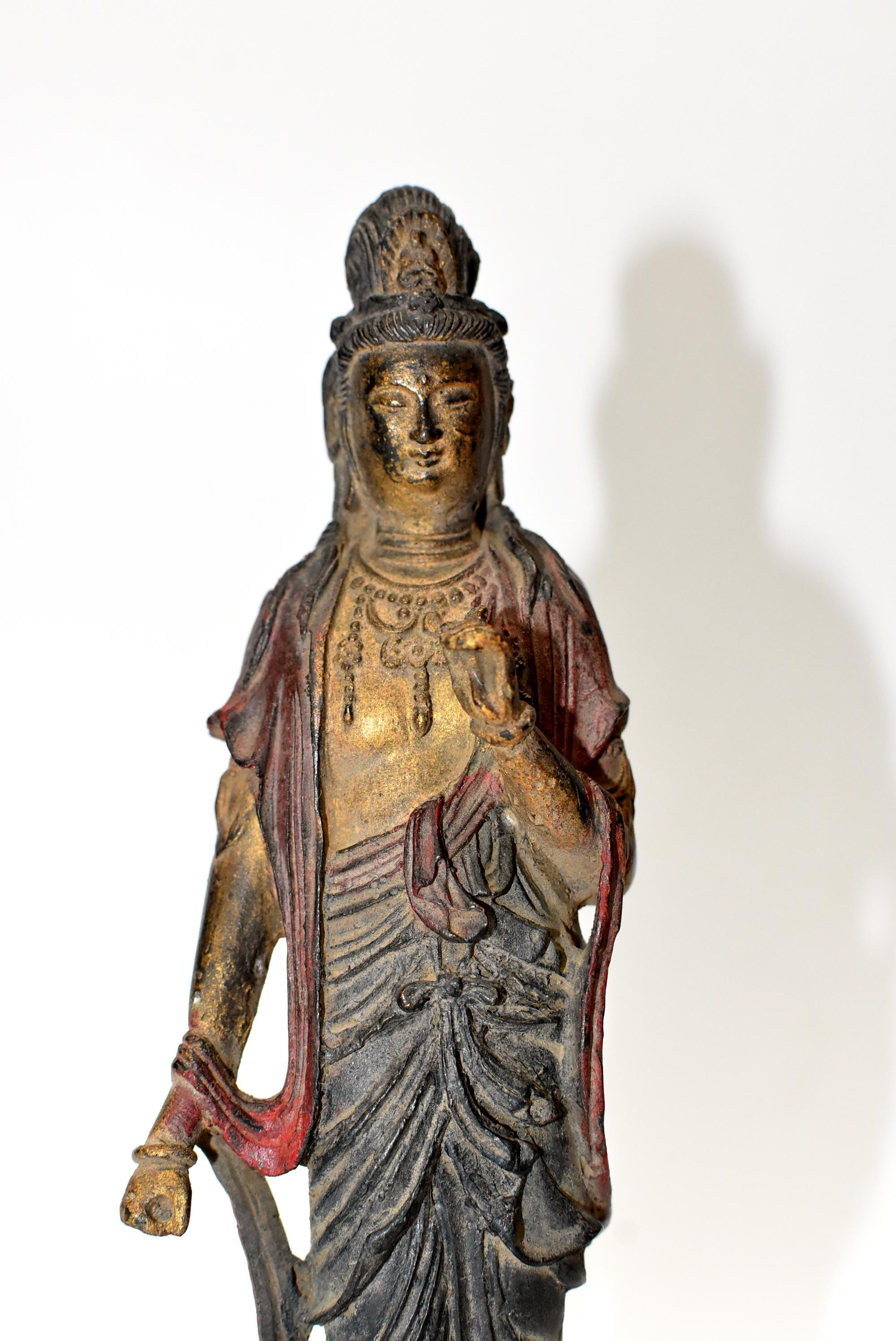 Antique Bronze Kwan Yin Statue, Standing 10