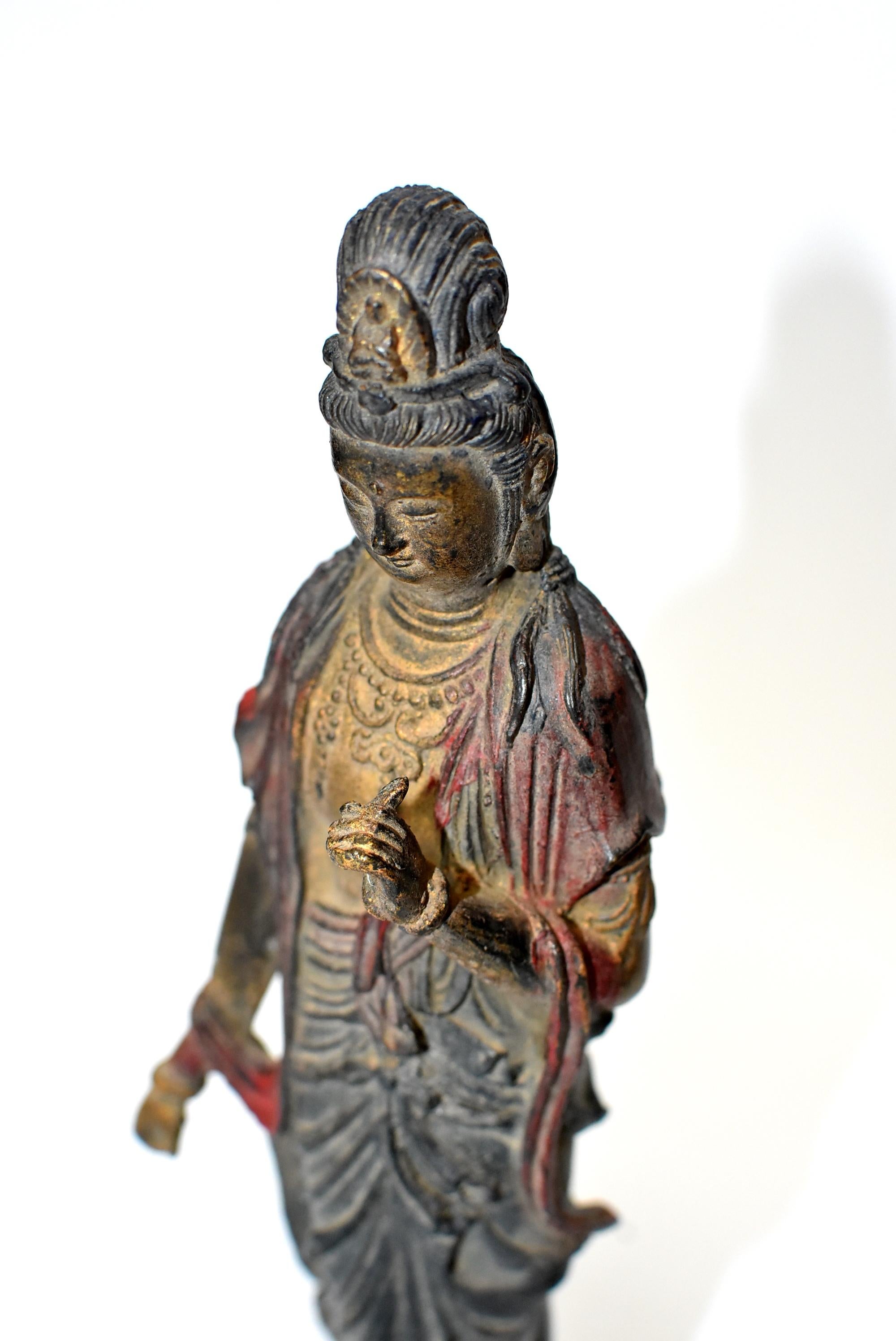 Antique Bronze Kwan Yin Statue, Standing 11