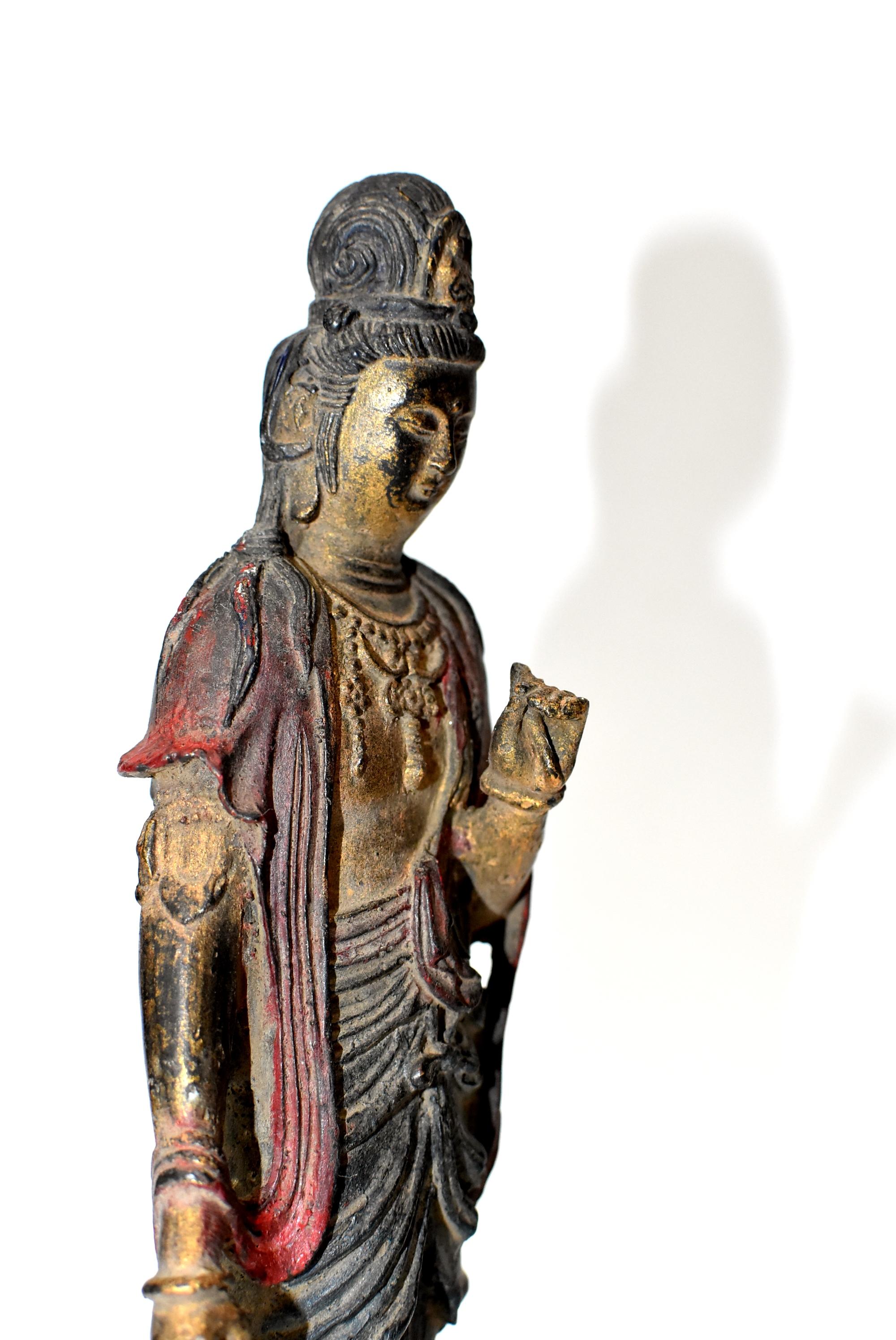 Antique Bronze Kwan Yin Statue, Standing 12