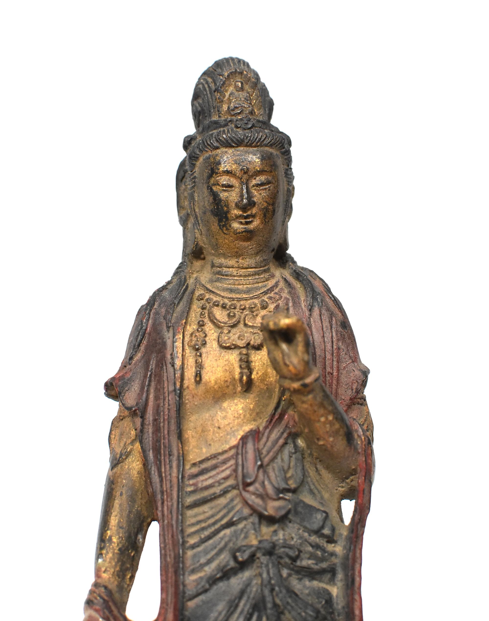 Antique Bronze Kwan Yin Statue, Standing 14
