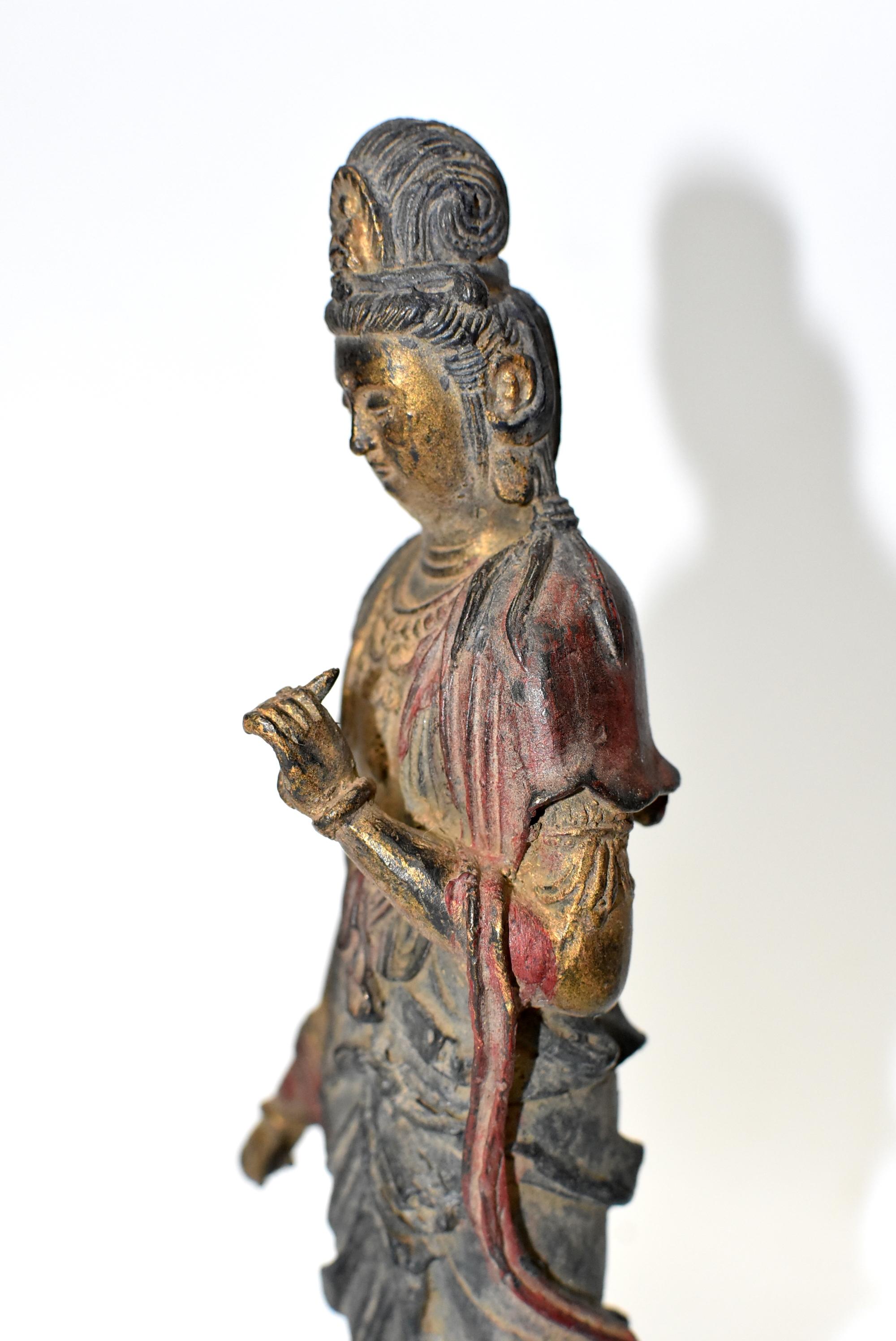 Antique Bronze Kwan Yin Statue, Standing 1