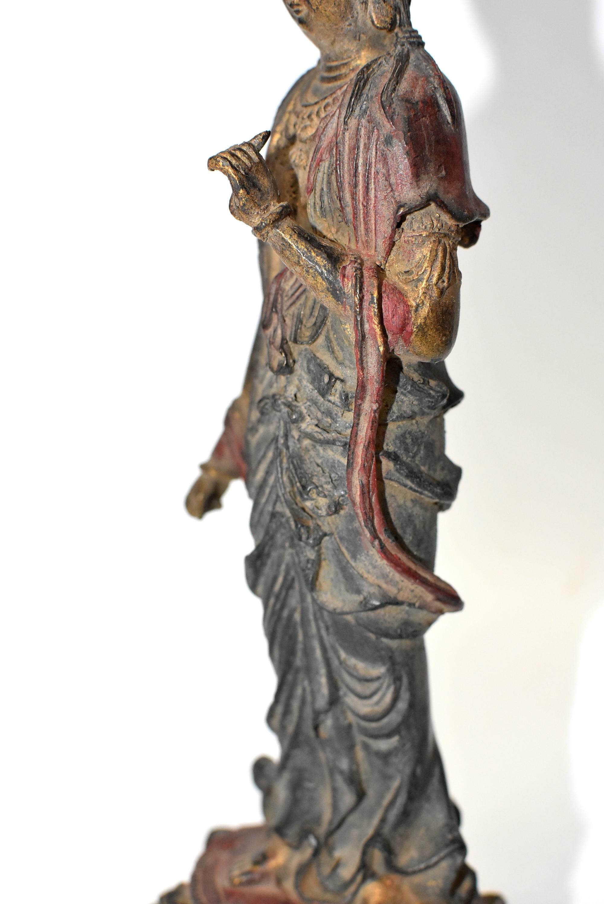 Antique Bronze Kwan Yin Statue, Standing 2