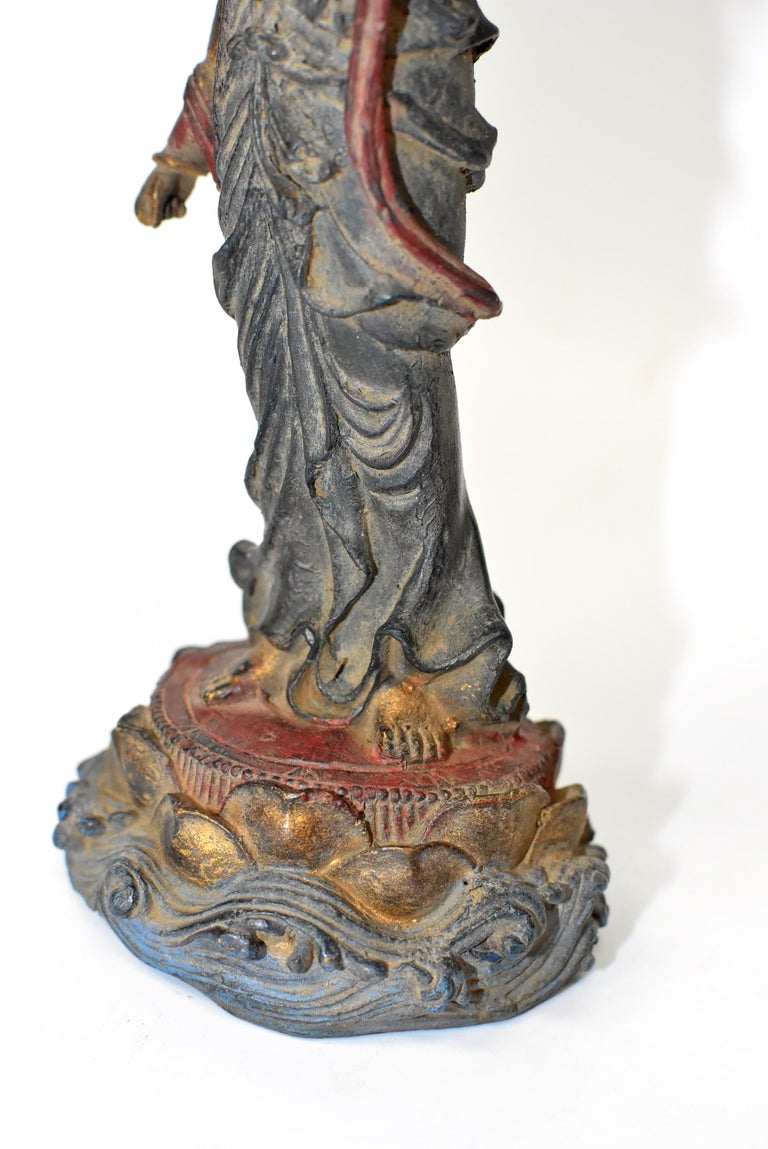 Antique Bronze Kwan Yin Statue, Standing at 1stdibs