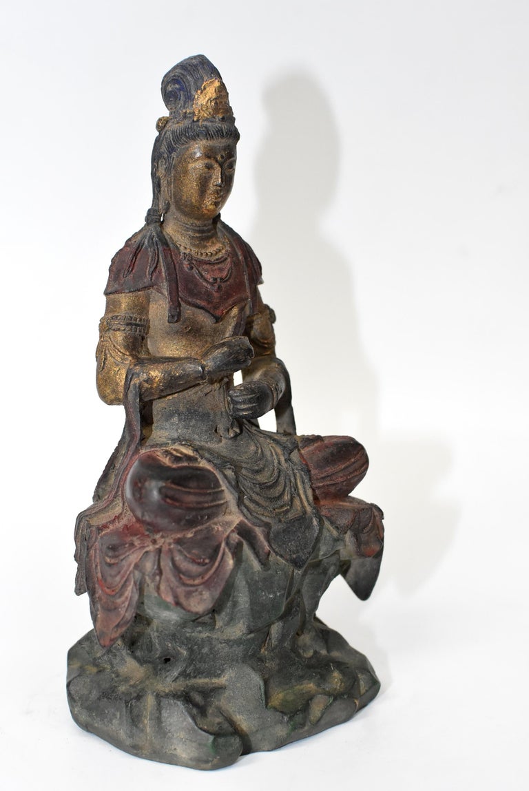 Antique Bronze Kwan Yin Statue, Teaching at 1stDibs