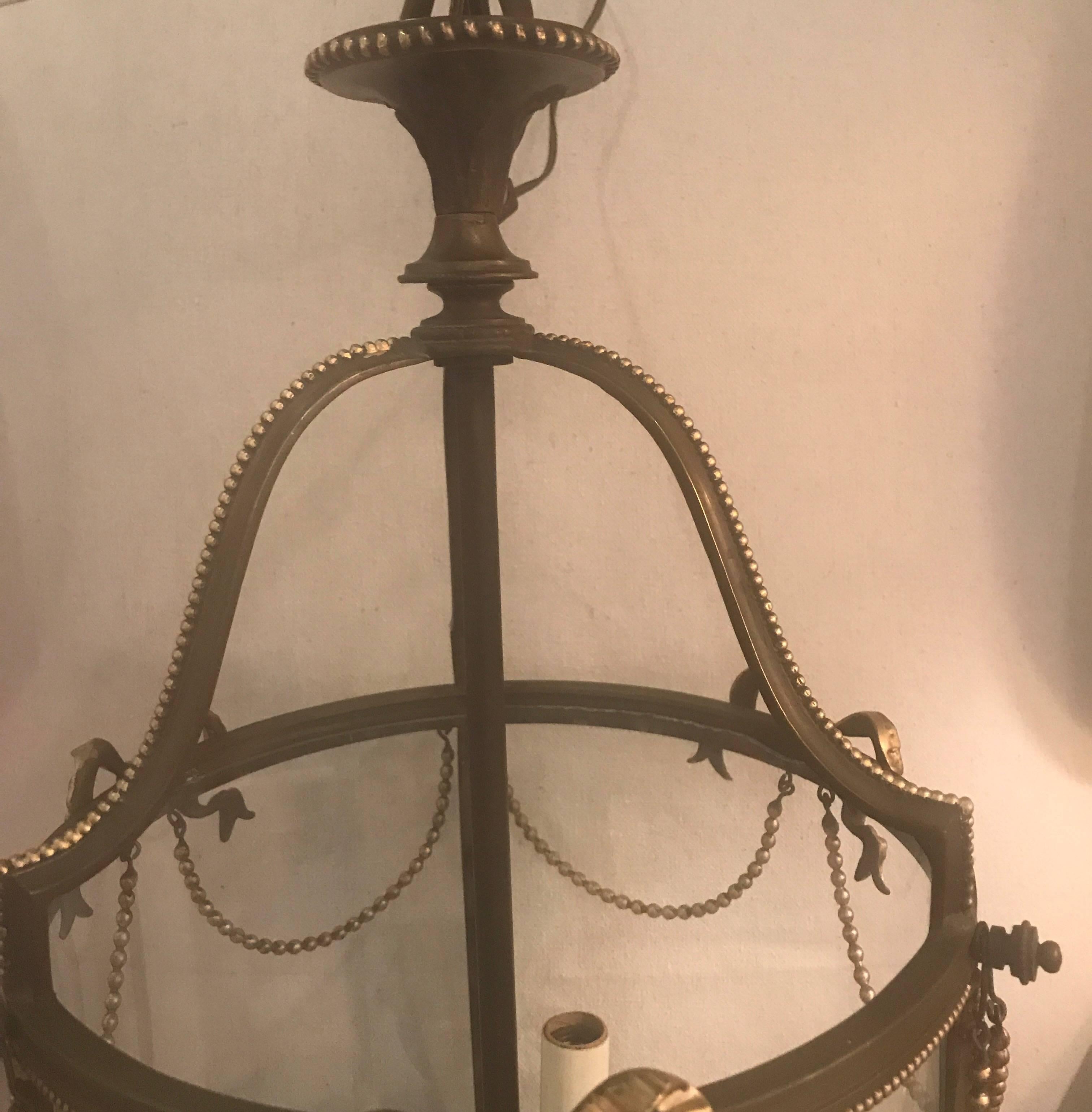 European Antique Bronze Lantern Light Fixture