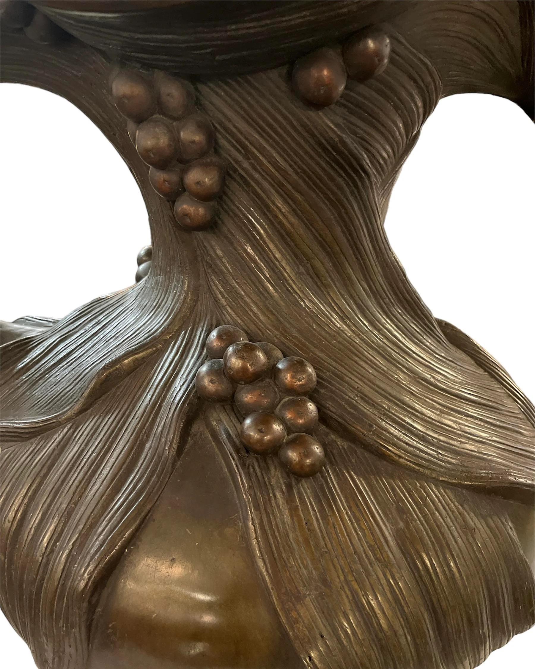 Unknown Antique Bronze Large Planter Jug With Detailed Grapes