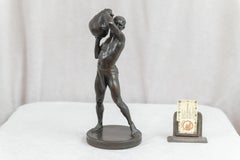 Antique Bronze Male Nude, Sisyphus, Artist Signed Paul Leibkuchler