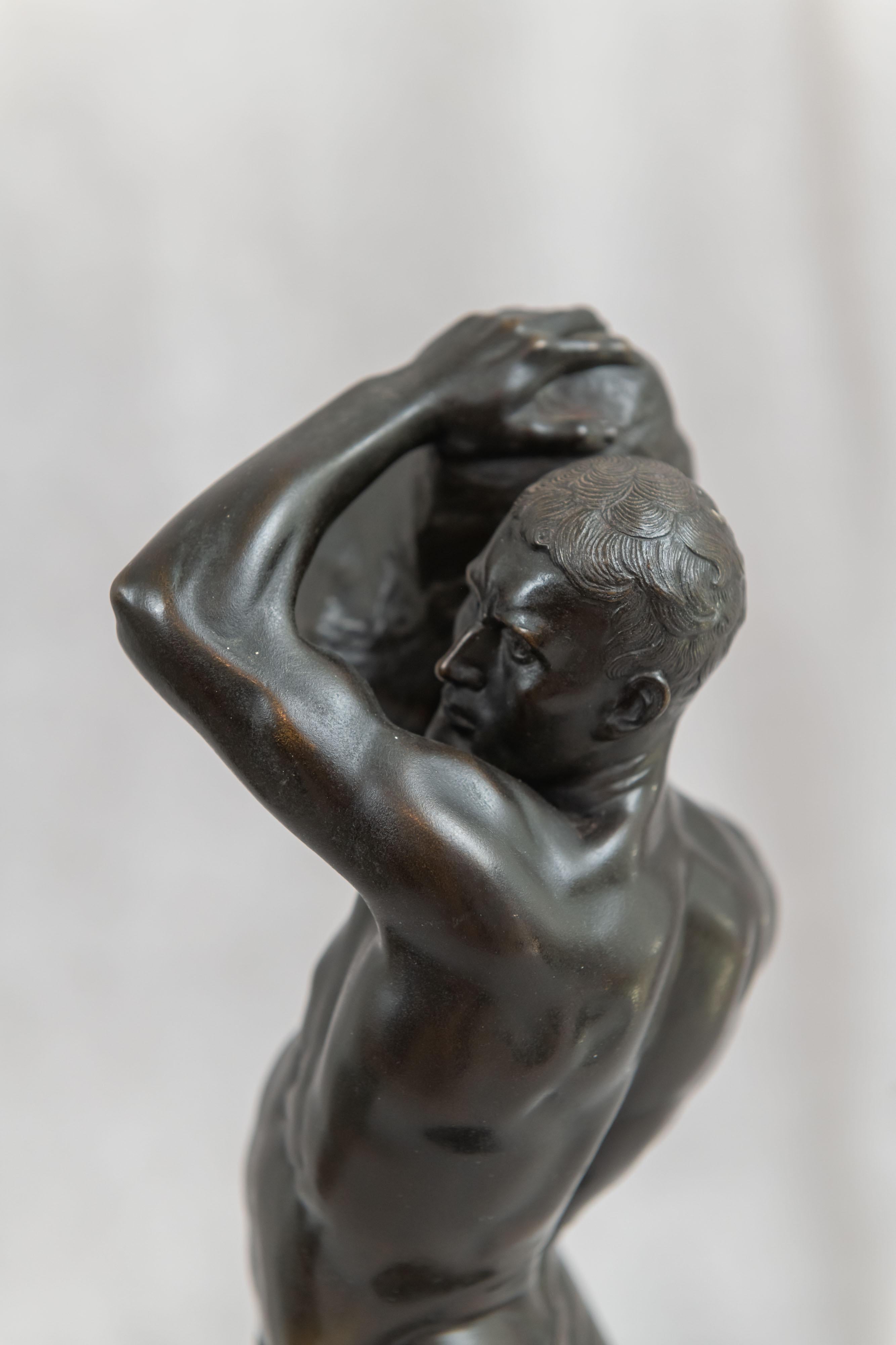 Antiker Bronze- männlicher Akt, Sisyphus, vom Künstler signiert Paul Leibkuchler 2