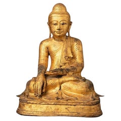 Bouddha Mandalay en bronze ancien de Birmanie