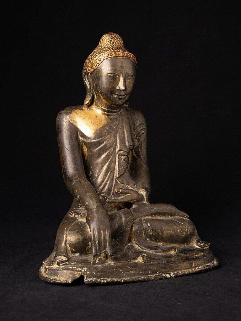 Marble Antique Bronze Mandalay Buddha Statue from Burma For Sale