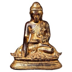 Statua di Buddha Mandalay in bronzo antico dalla Birmania