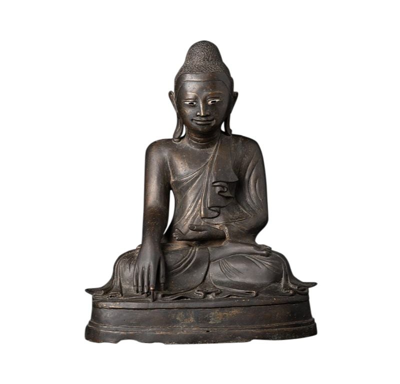 Antike Mandalay-Buddha-Statue aus Bronze aus Birma im Angebot