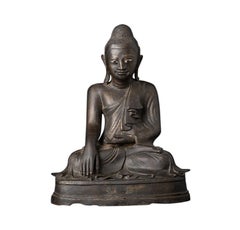 statue de Bouddha Mandalay en bronze ancien de Birmanie