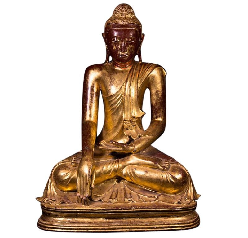 Antike Mandalay-Buddha-Statue aus Bronze aus Burma