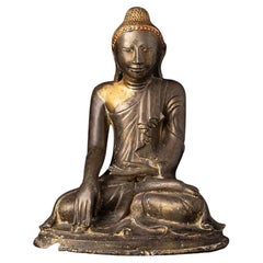 Antike Mandalay-Buddha-Statue aus Bronze aus Burma