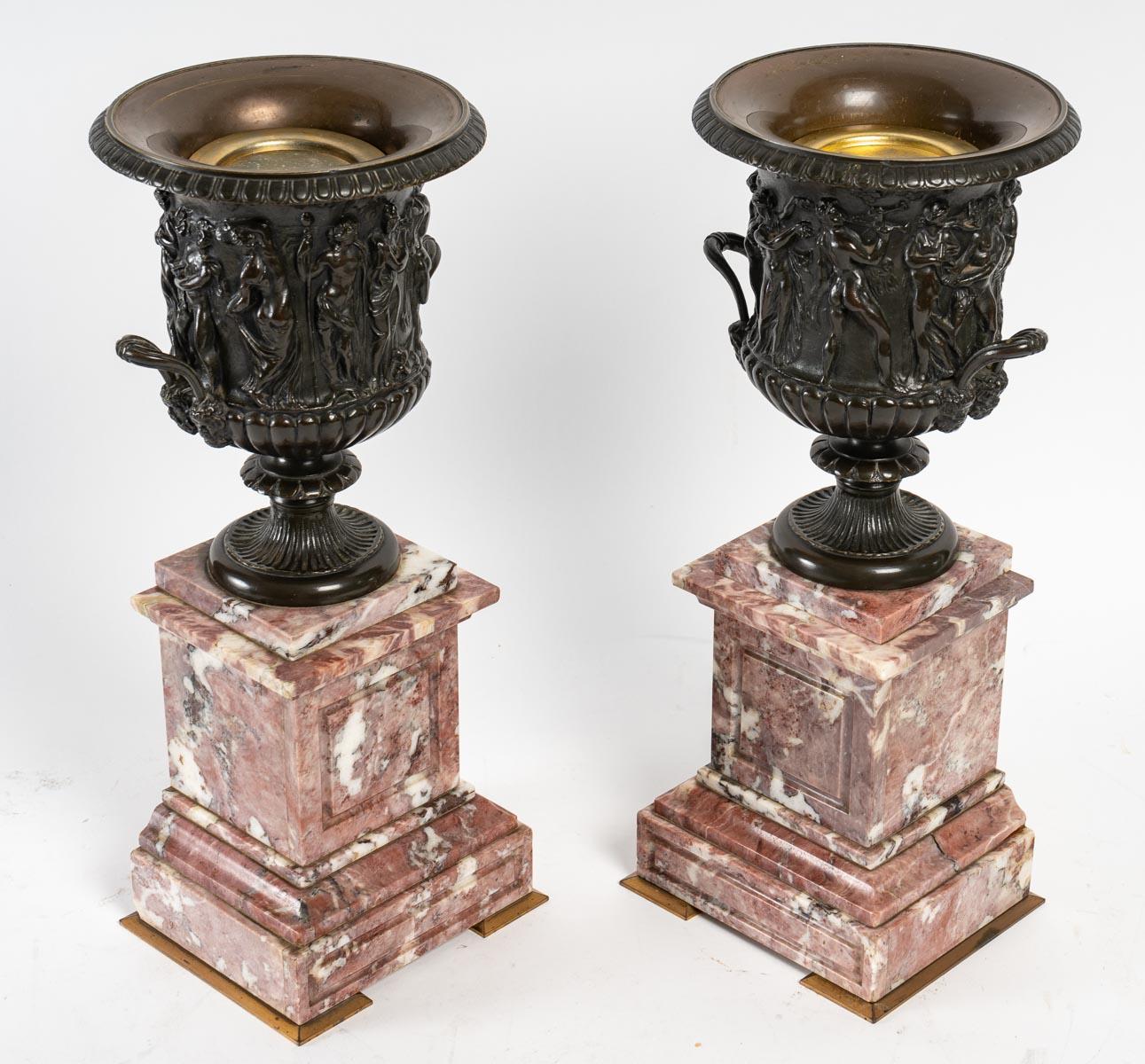 Patinated Antique Bronze Mantel Set, 19th Century For Sale