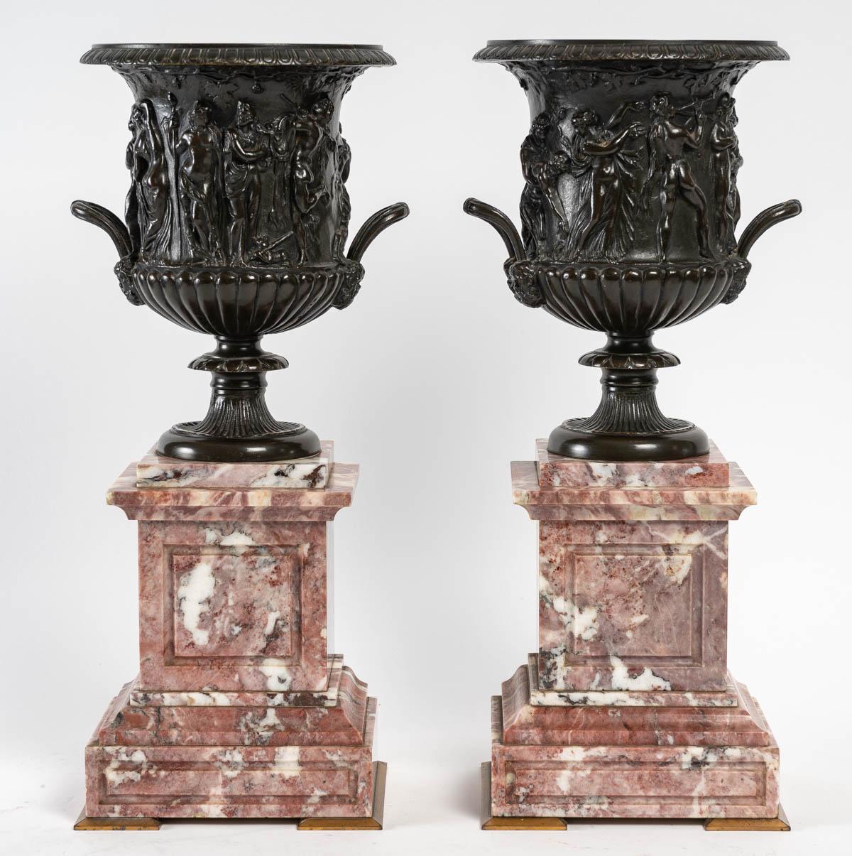 Antique Bronze Mantel Set, 19th Century In Good Condition For Sale In Saint-Ouen, FR