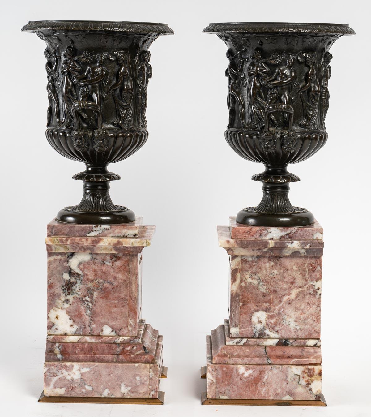 Bronze Garniture de cheminée en bronze ancien, 19e siècle en vente
