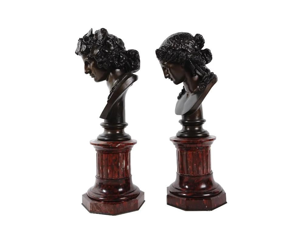 Antique Bronze Marble Bacchus and Ariadne Busts In Good Condition In New York, NY