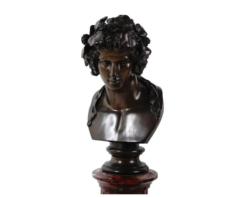 19th Century Antique Bronze Marble Bacchus and Ariadne Busts