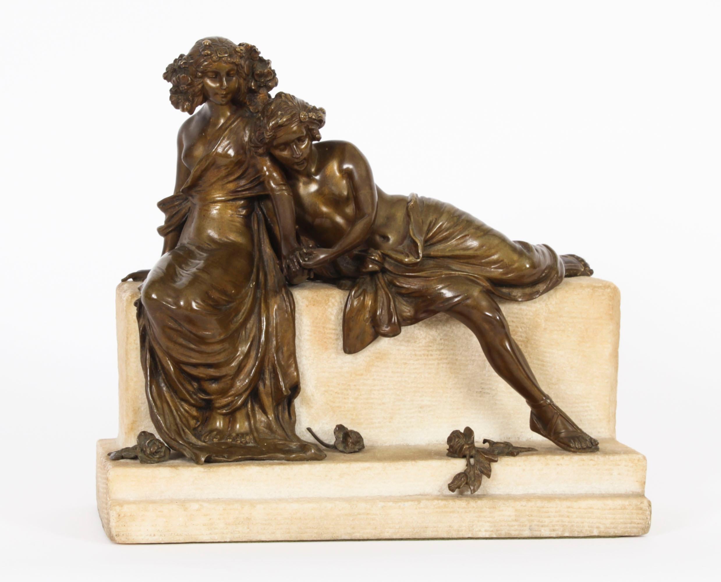 Antique Bronze Marble Sculpure by Carl Kauba Circa 1890 For Sale 6