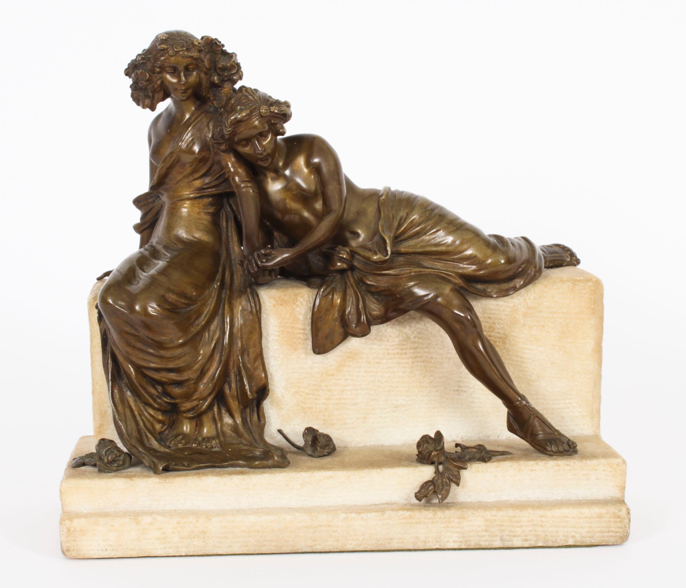 Antique Bronze Marble Sculpure by Carl Kauba Circa 1890 In Good Condition For Sale In London, GB