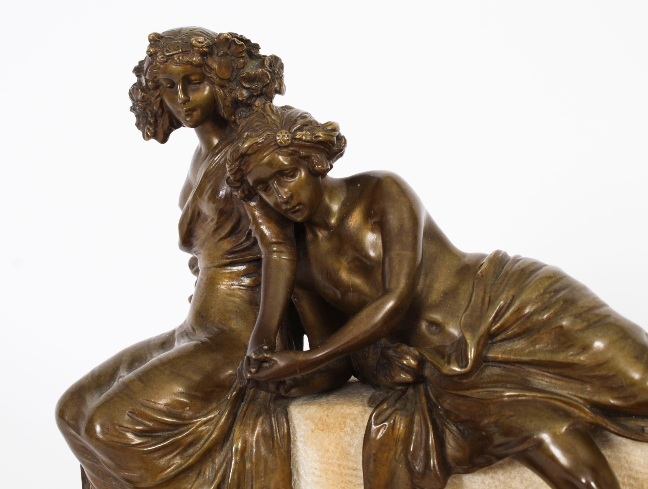 Antique Bronze Marble Sculpure by Carl Kauba Circa 1890 For Sale 2