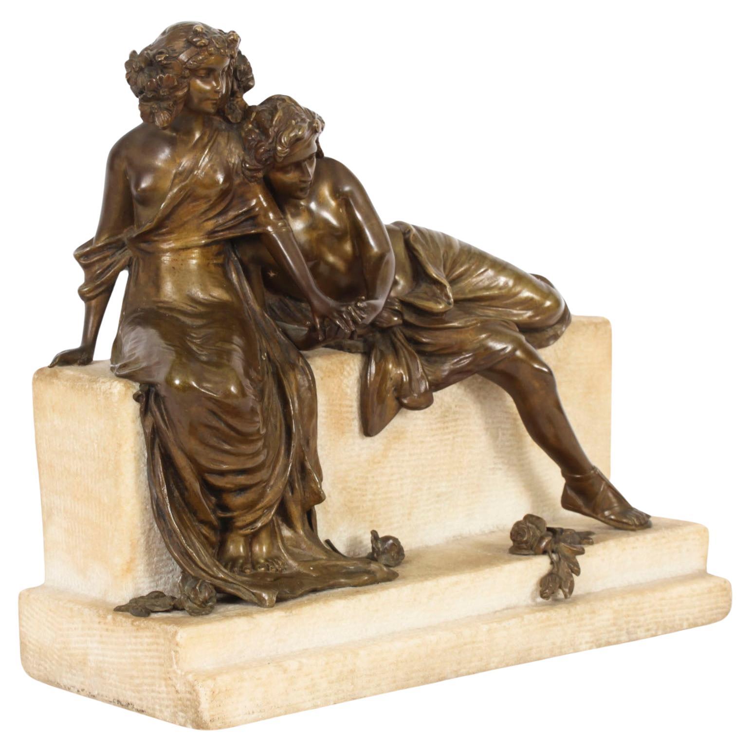 Sculpture ancienne en bronze et marbre par Carl Kauba Circa 1890