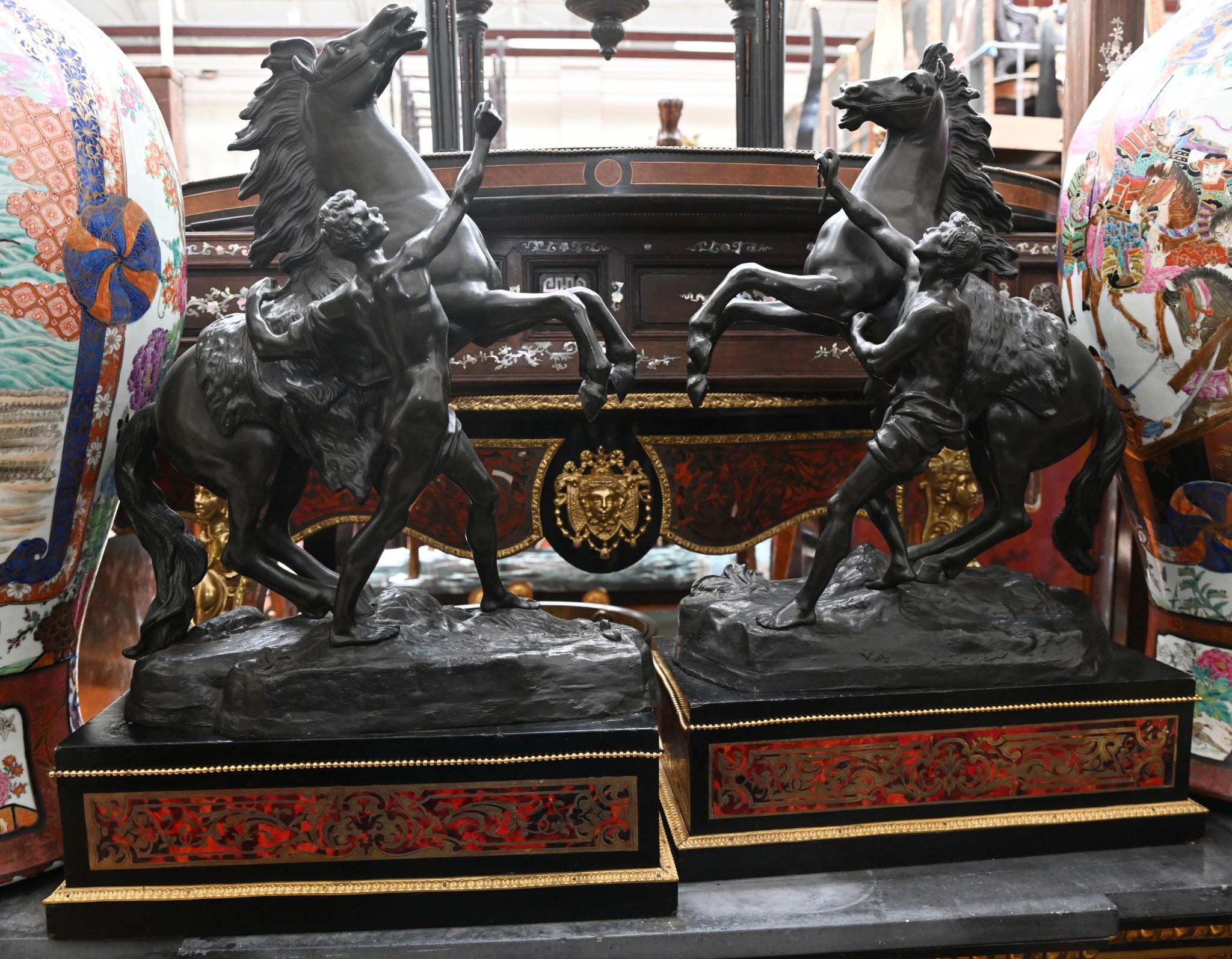 Antike Bronze-Marley-Pferd-Statue aus Boulle-Sockel im Angebot 10