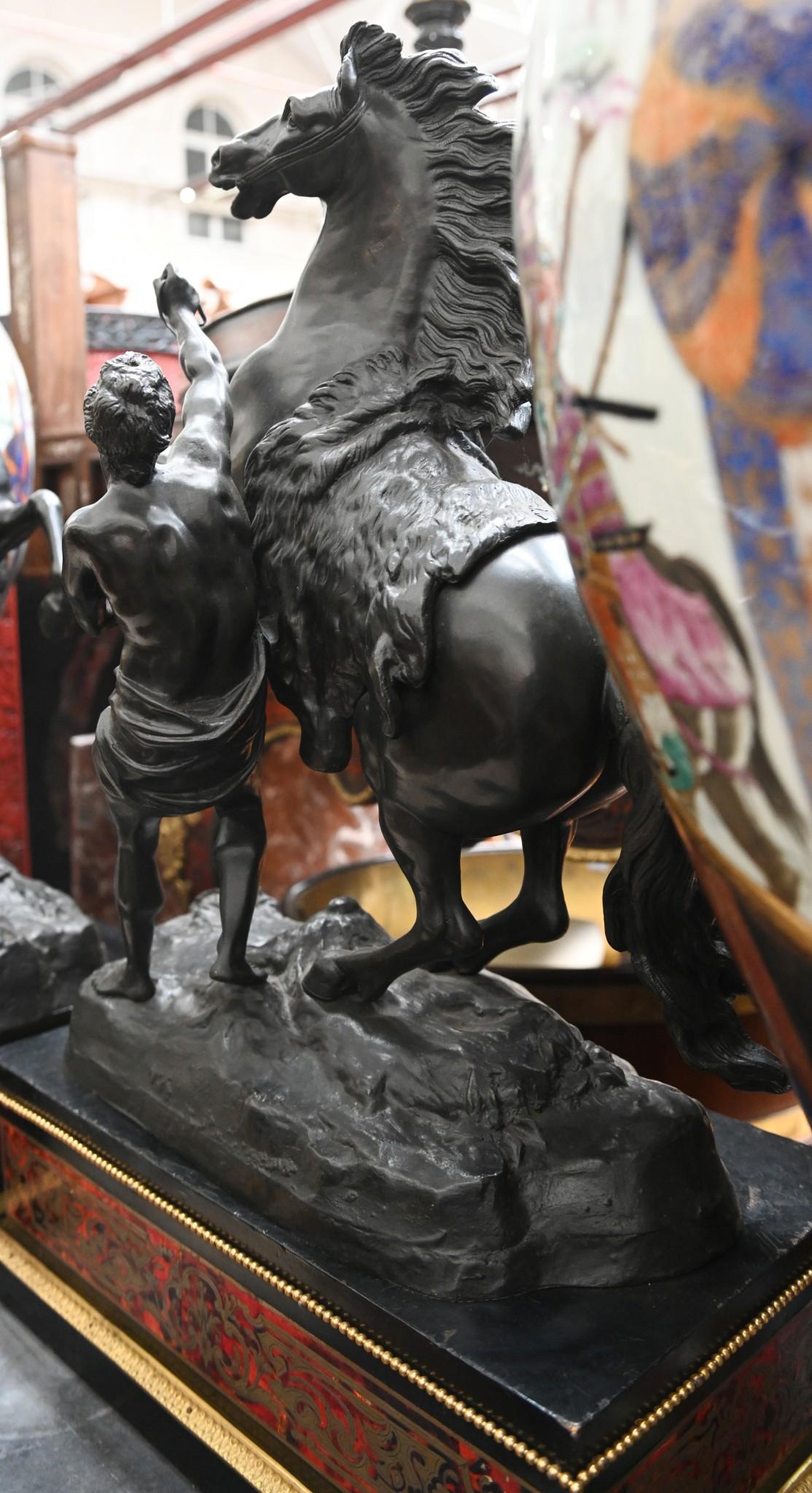 Antike Bronze-Marley-Pferd-Statue aus Boulle-Sockel im Angebot 1