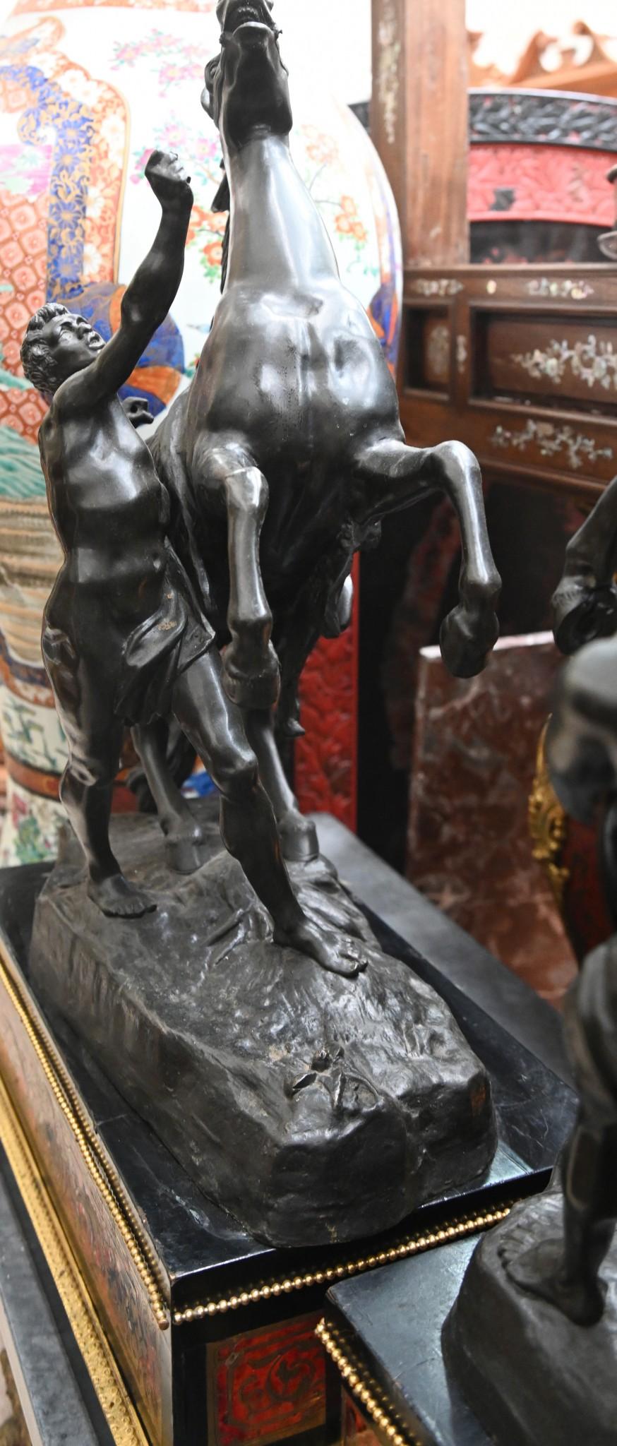 Antike Bronze-Marley-Pferd-Statue aus Boulle-Sockel im Angebot 2