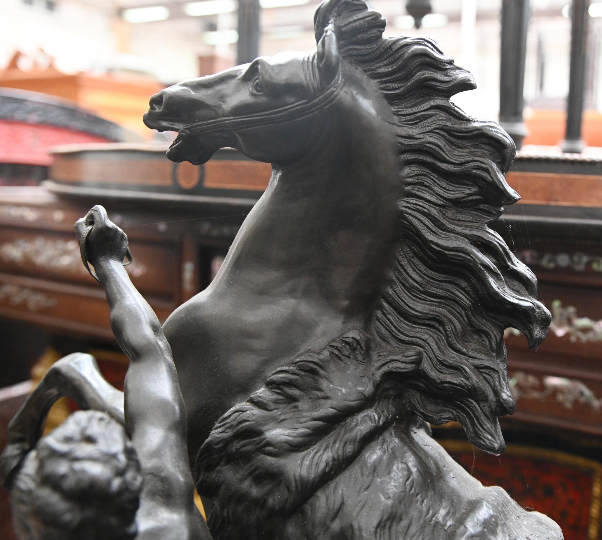 Antike Bronze-Marley-Pferd-Statue aus Boulle-Sockel im Angebot 3