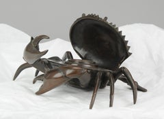 Encrier Meiji Okimono ancien représentant un crabe, 19e siècle, Japon, japonais
