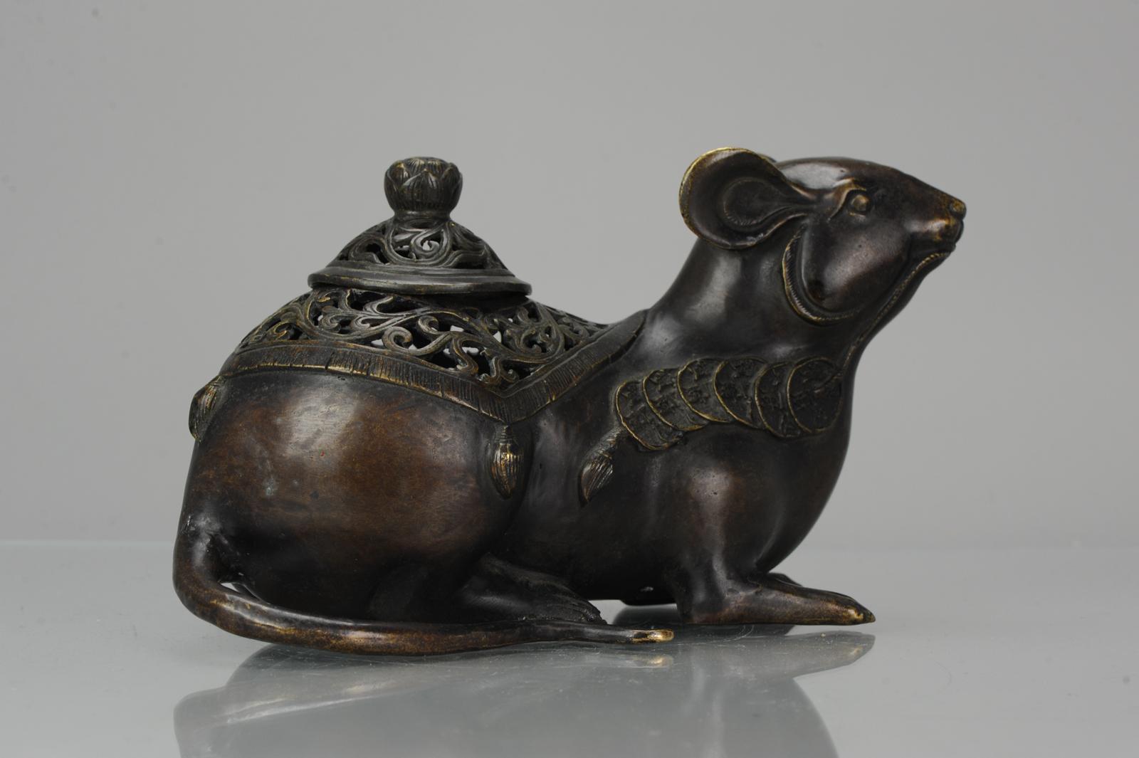 Antique Bronze Meiji Okimono of a Rat 19th Century Japan, Japanese 8