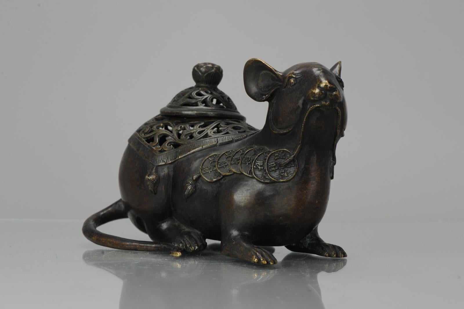 Antique Bronze Meiji Okimono of a Rat 19th Century Japan, Japanese 10