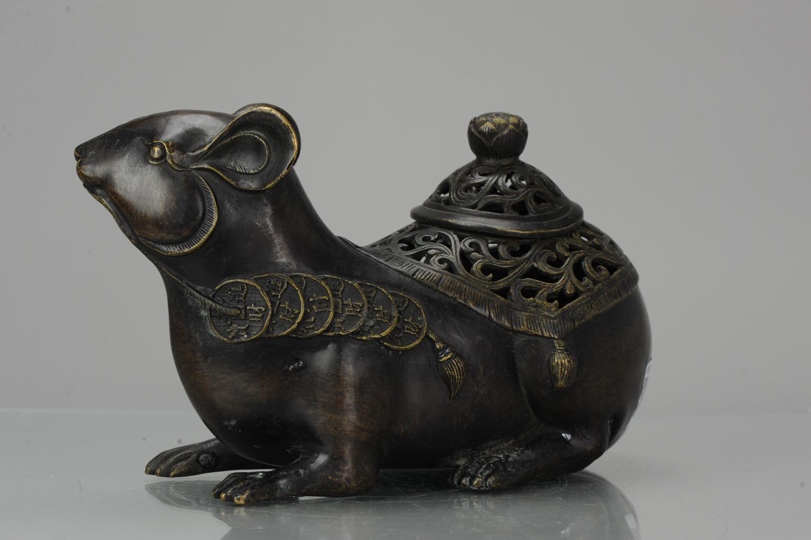 Antique Bronze Meiji Okimono of a Rat 19th Century Japan, Japanese 2