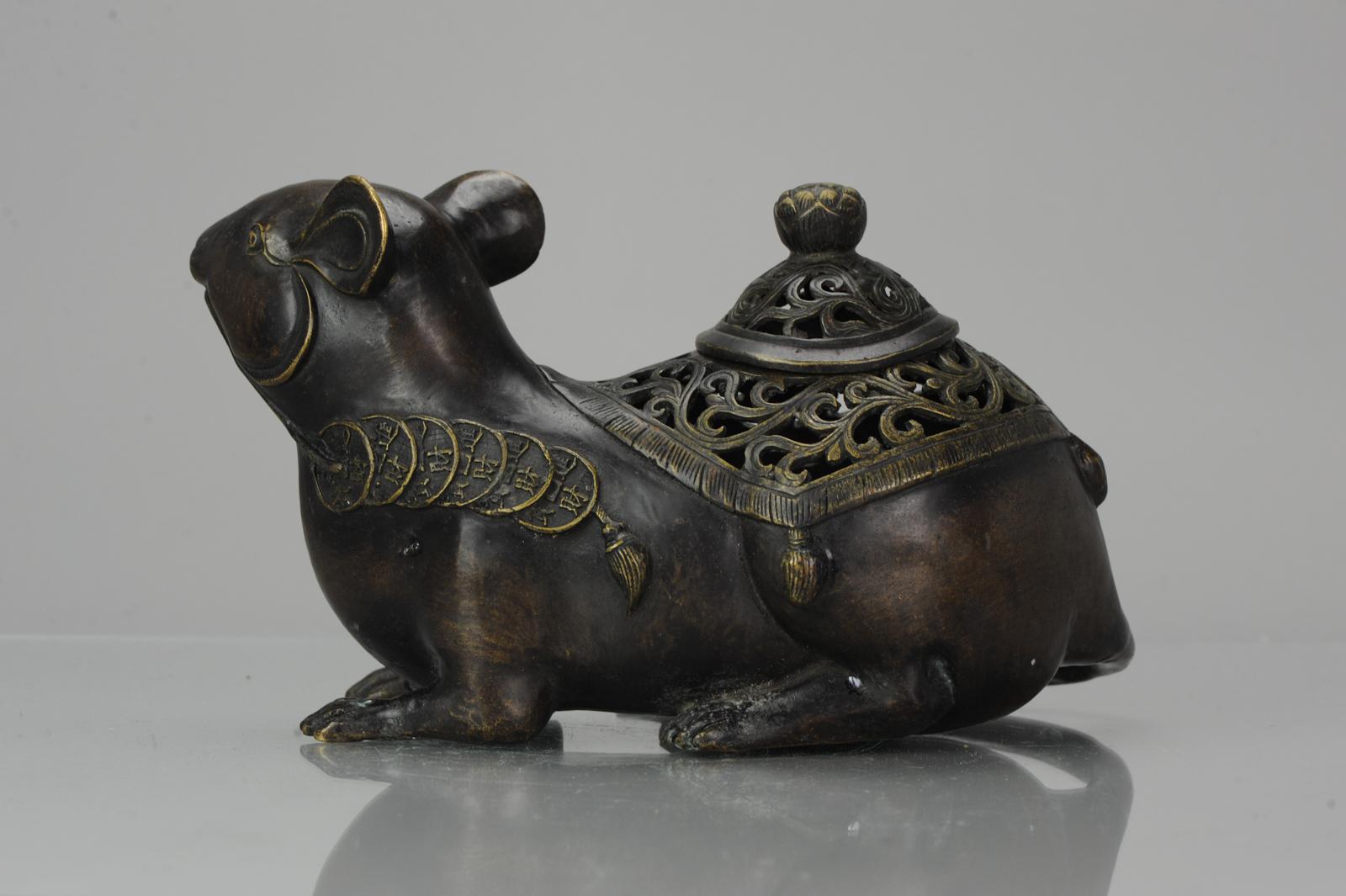 Antique Bronze Meiji Okimono of a Rat 19th Century Japan, Japanese 3