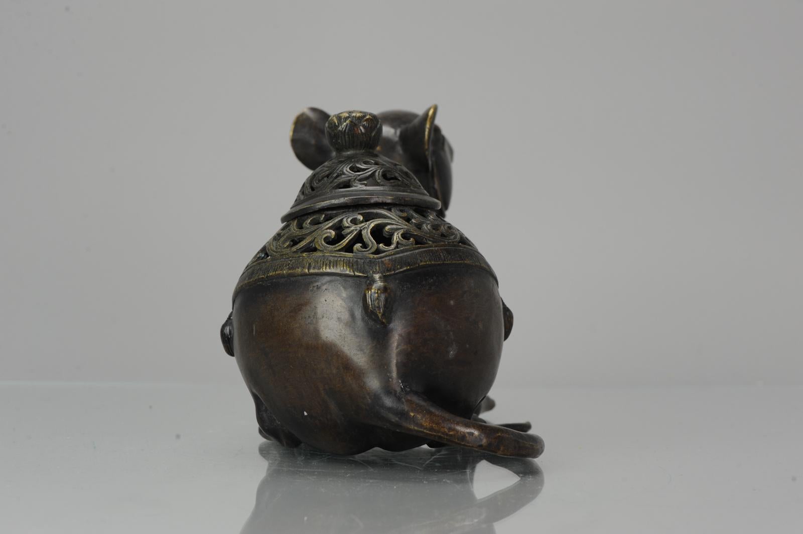 Antique Bronze Meiji Okimono of a Rat 19th Century Japan, Japanese 6