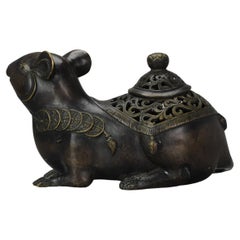 Antique Bronze Meiji Okimono of a Rat 19th Century Japan, Japanese