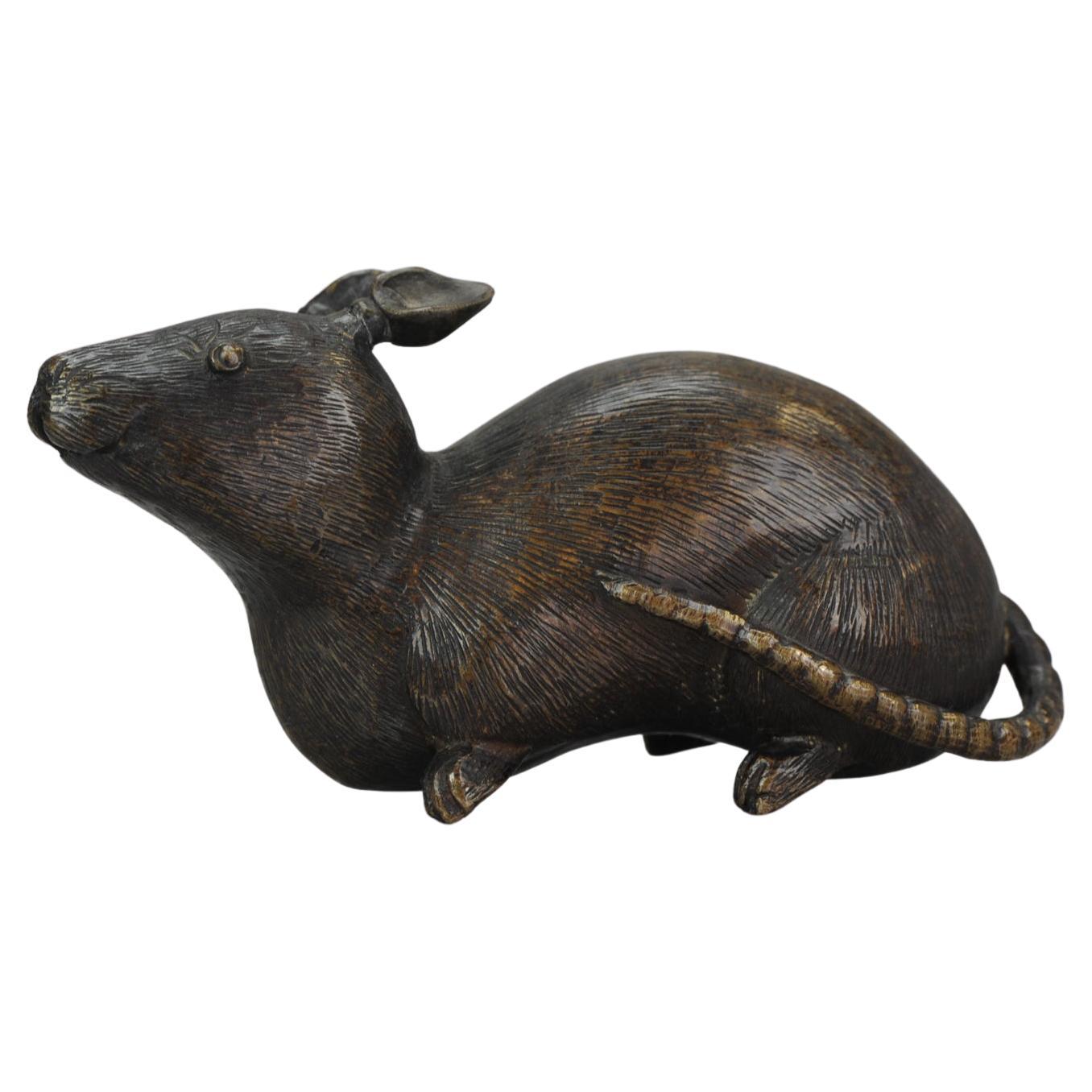 Antique Bronze Meiji Okimono of a Rat Japan, 19th Century