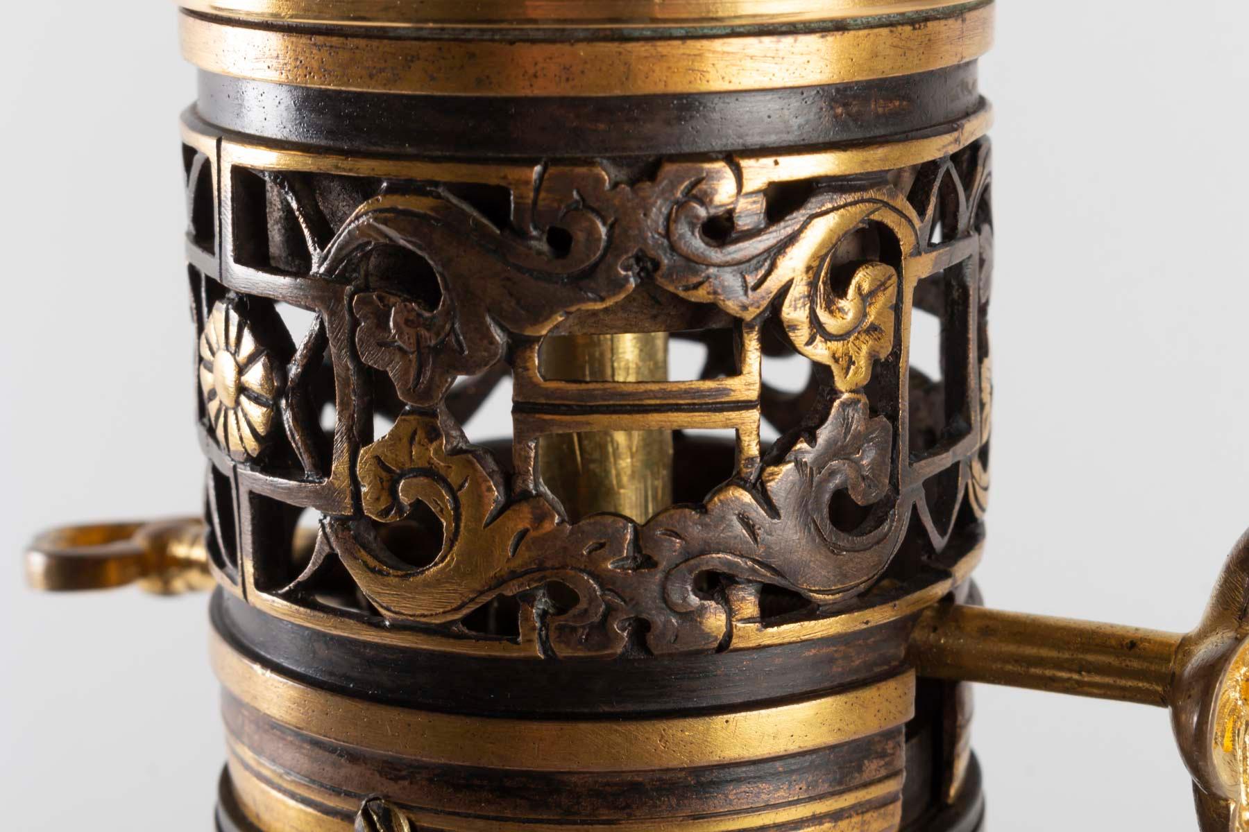 18th Century and Earlier Antique Bronze Ming Vase, Pumped Up by Edouard Lièvre in Oil Lamp