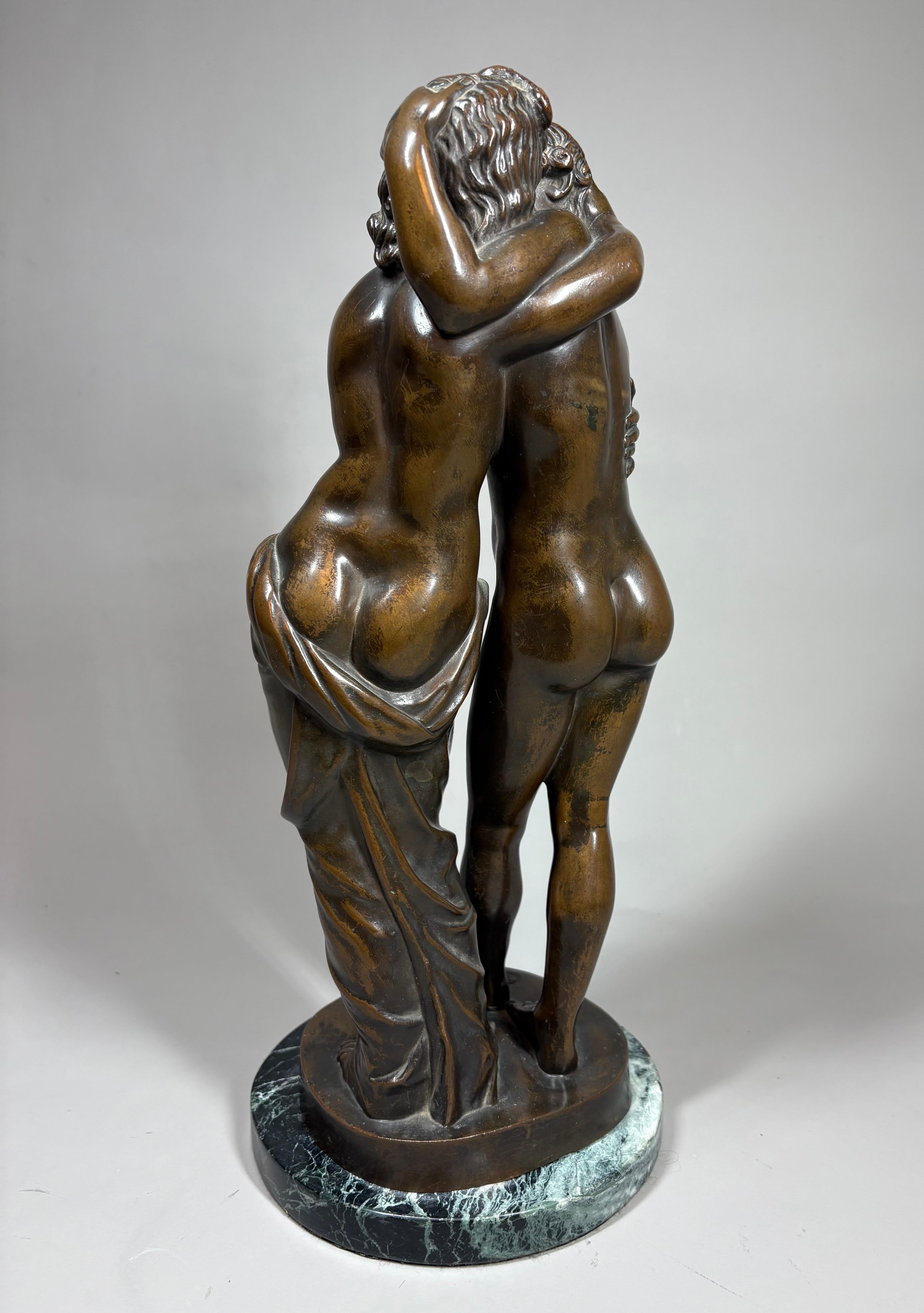 Antique bronze model of Cupid and Psyche after The Antique en Bueno estado para la venta en Sleepy Hollow, NY