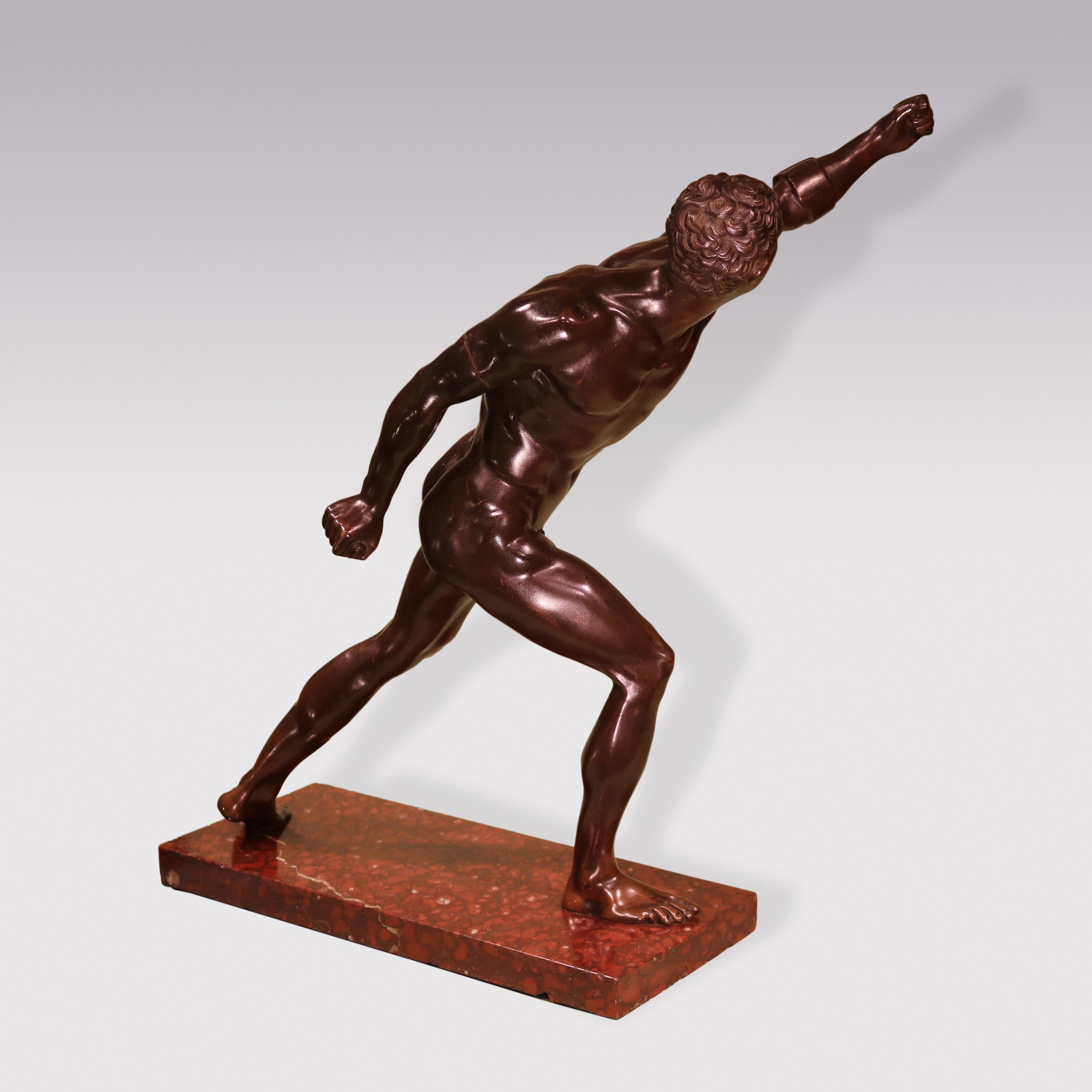 English Antique Bronze model of the Borghese Gladiator For Sale
