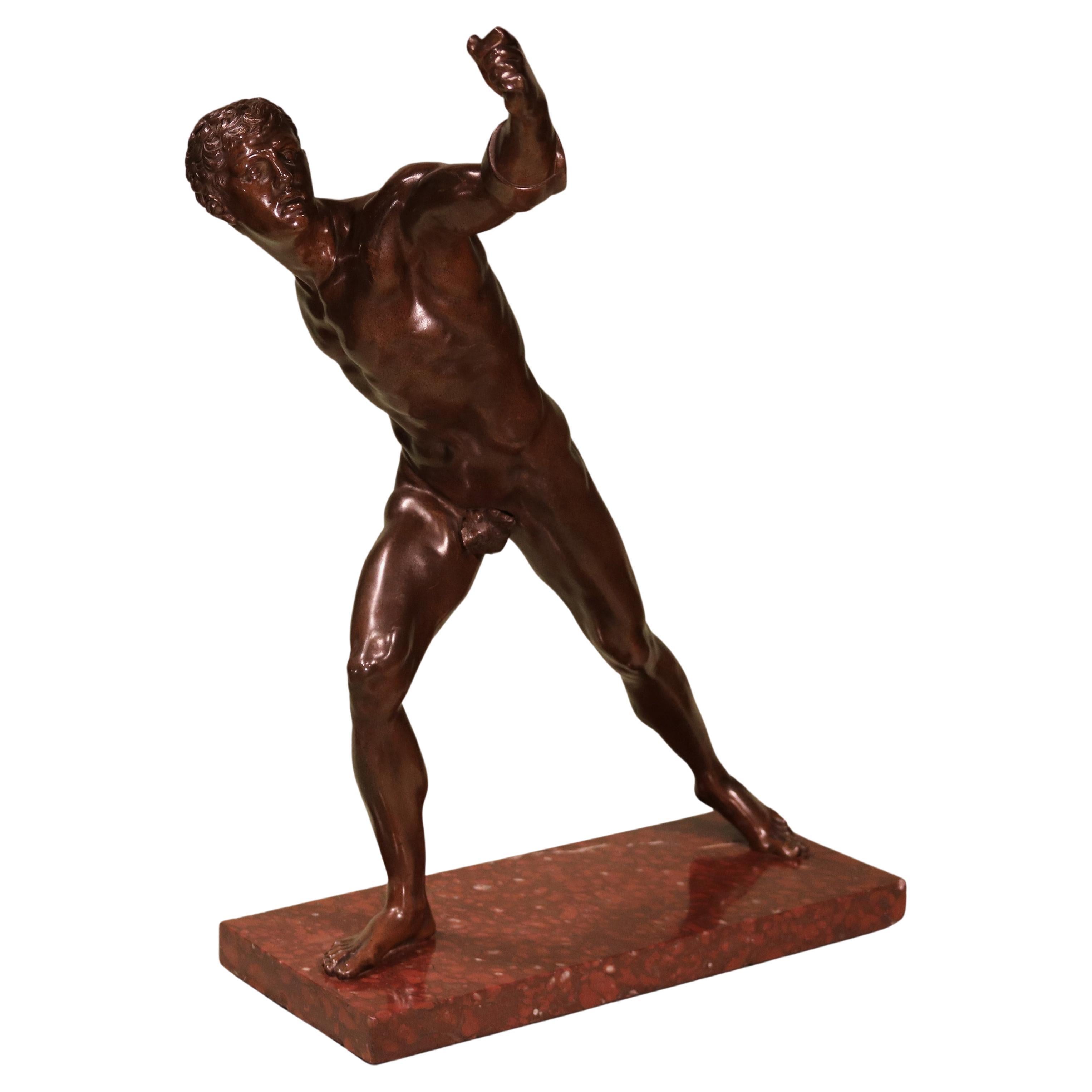 Antique Bronze model of the Borghese Gladiator For Sale