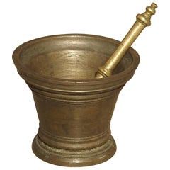 Antique Bronze Mortar with Pestle, France, 18th Century