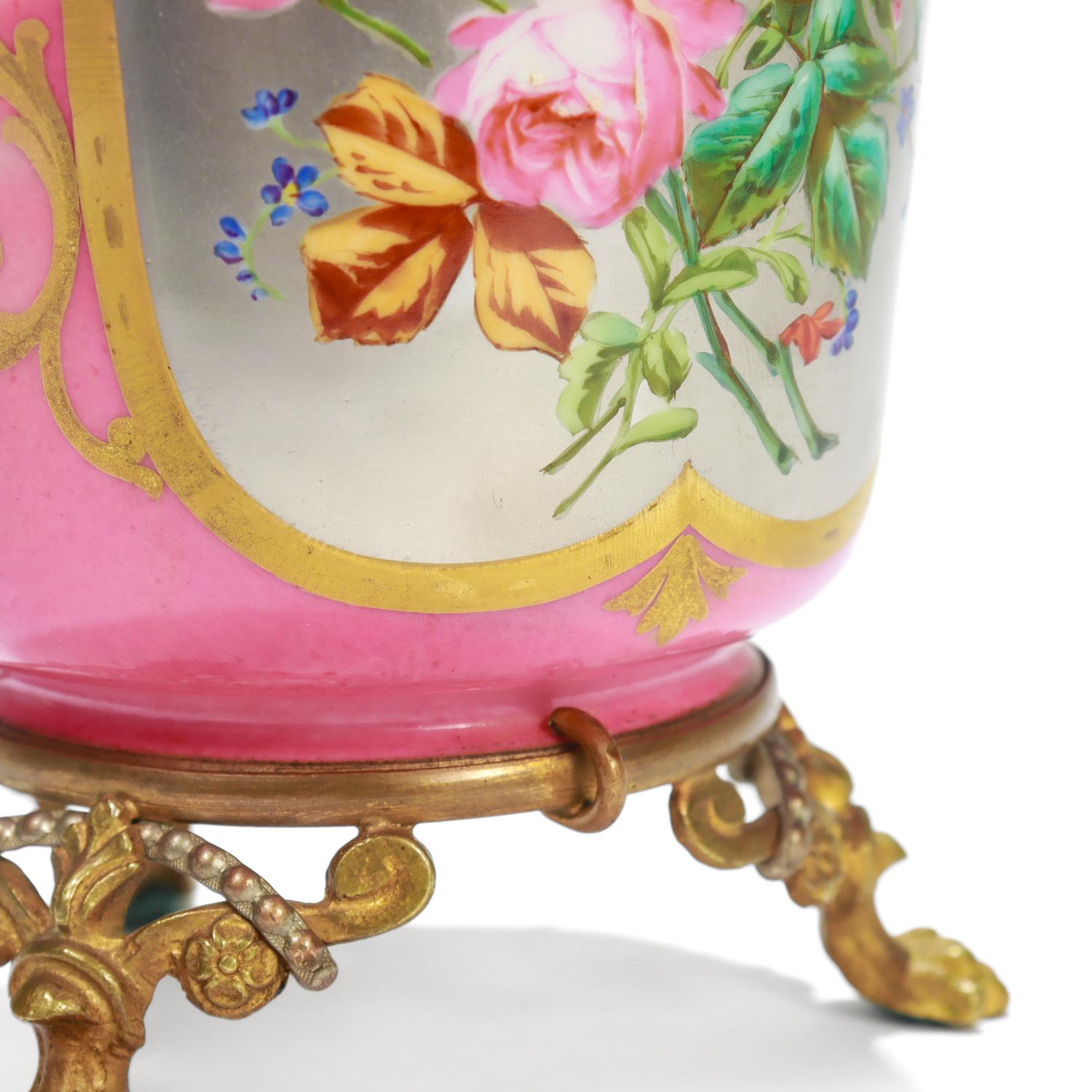 Antique Bronze Mounted Paris Porcelain Vase or Urn with a Platinum Ground For Sale 8