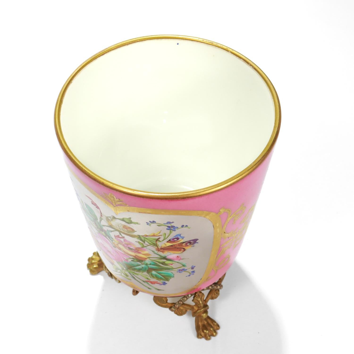 Antique Bronze Mounted Paris Porcelain Vase or Urn with a Platinum Ground In Good Condition For Sale In Philadelphia, PA